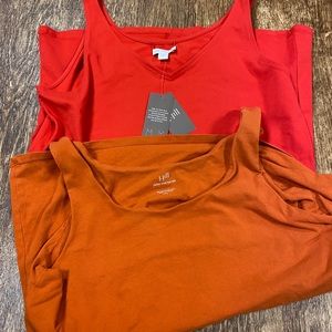 NWT J.Jill Perfect Reversible Tank Geranium/Red, Perfect Shelf Bra Orange, Large